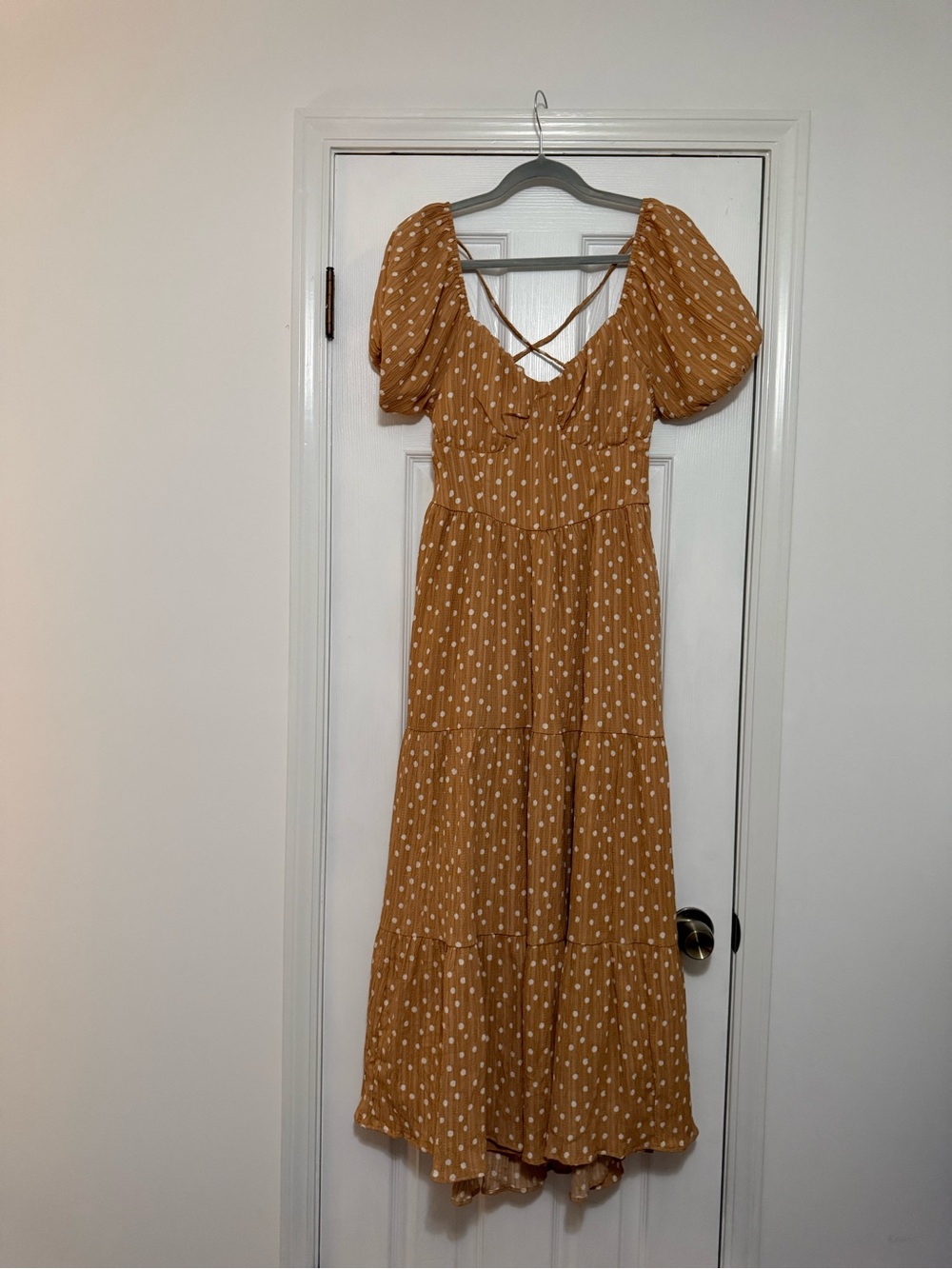 American Eagle Outfitters Mustard Polka Dot Maxi Dress